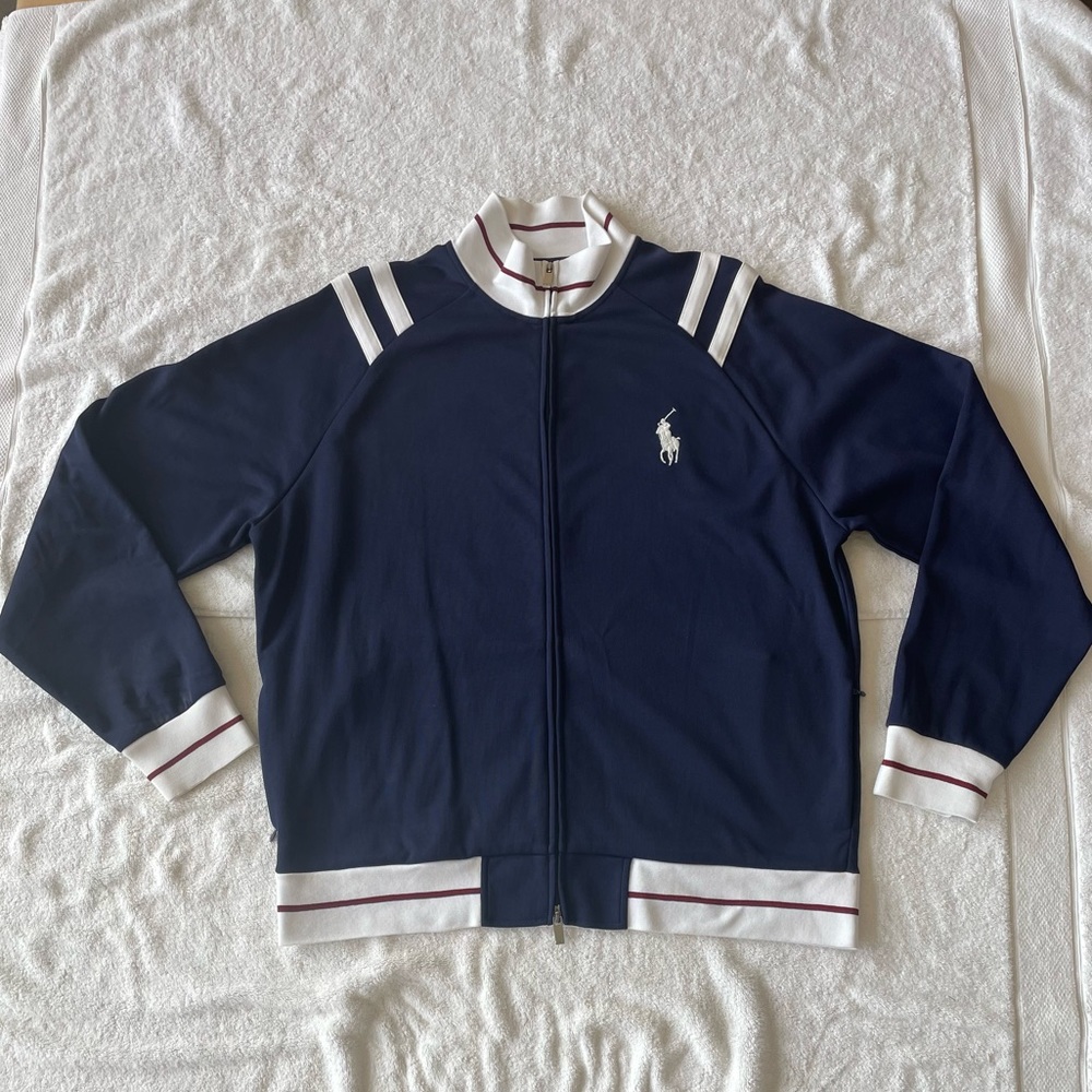 NWOT Mens Polo Ralph Lauren Full Zip Jacket, Navy Blue Medium size Pony, Sz XL
